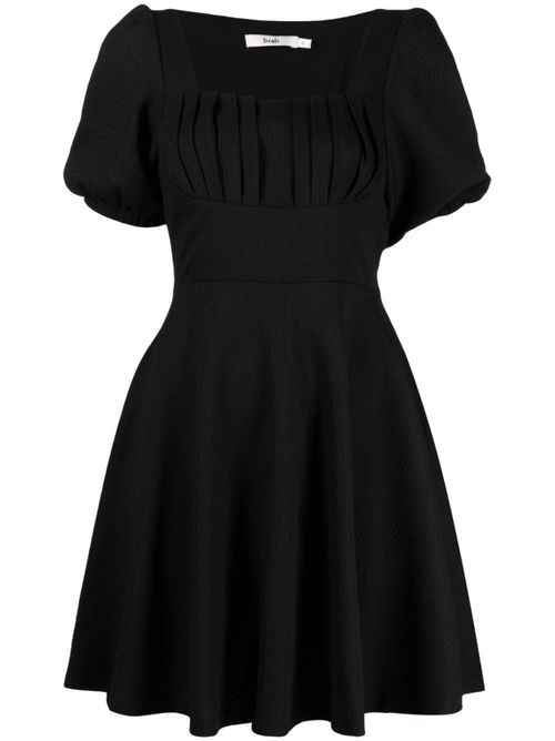 Short-sleeve flared dress - Black