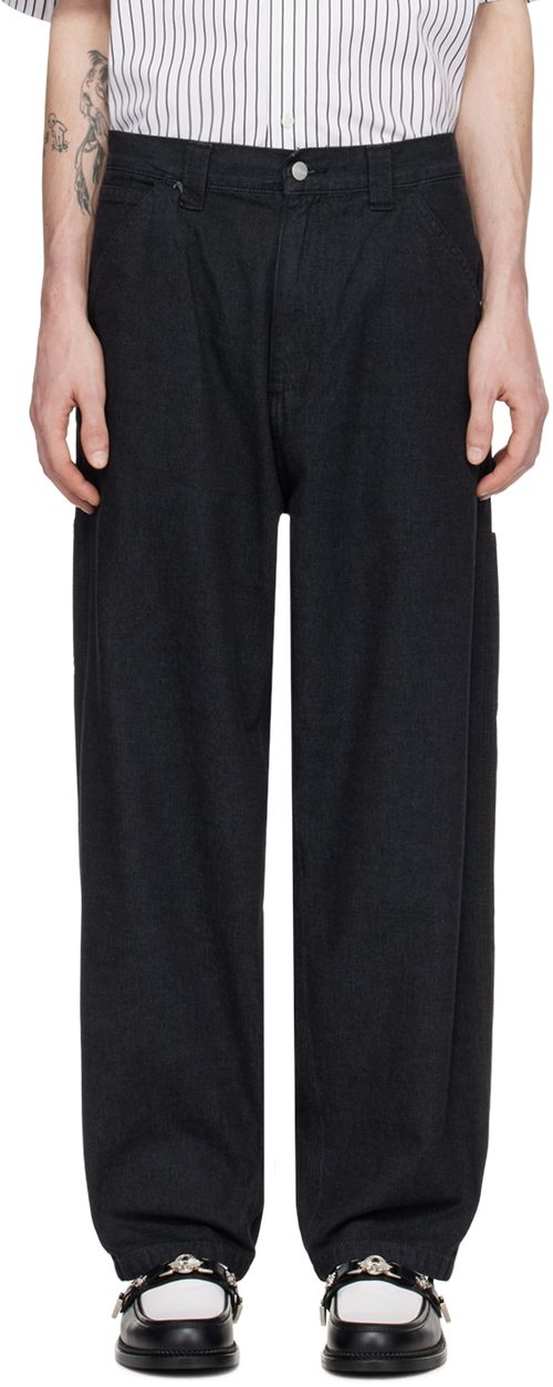 Carhartt Work In Progress Black OG Single Knee Denim Trousers