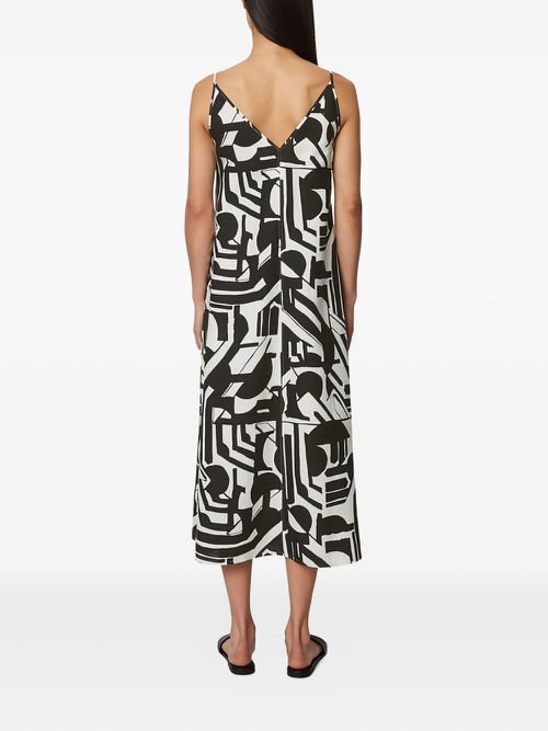 Abstract-print midi dress - Black