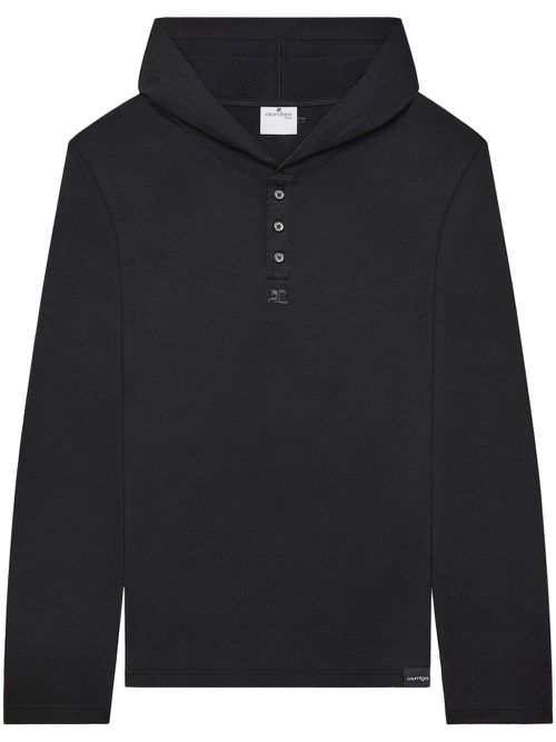 Fine-knit wool hoodie - Black