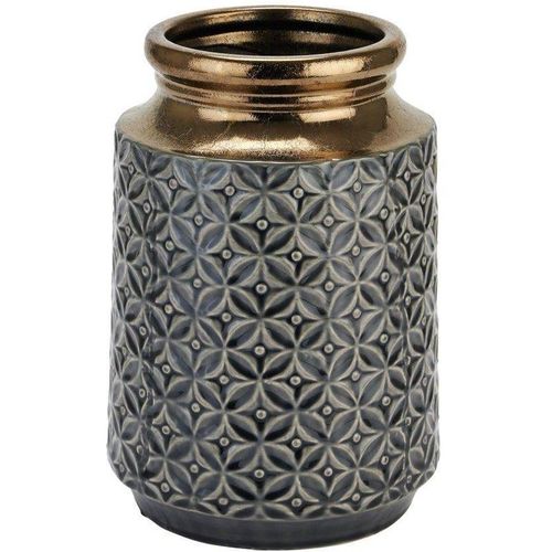 Hill Interiors Seville Collection Lebes Patterned Squat Vase In Jet Black