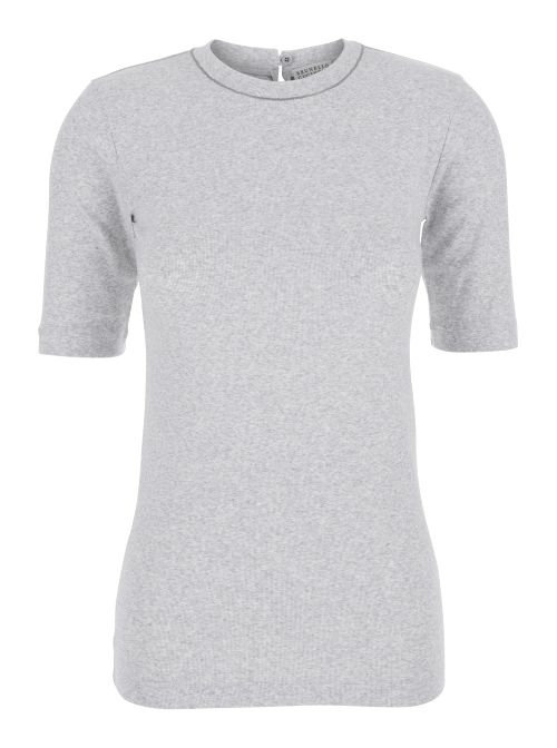 Crew Neck Cotton T-Shirt — Gray