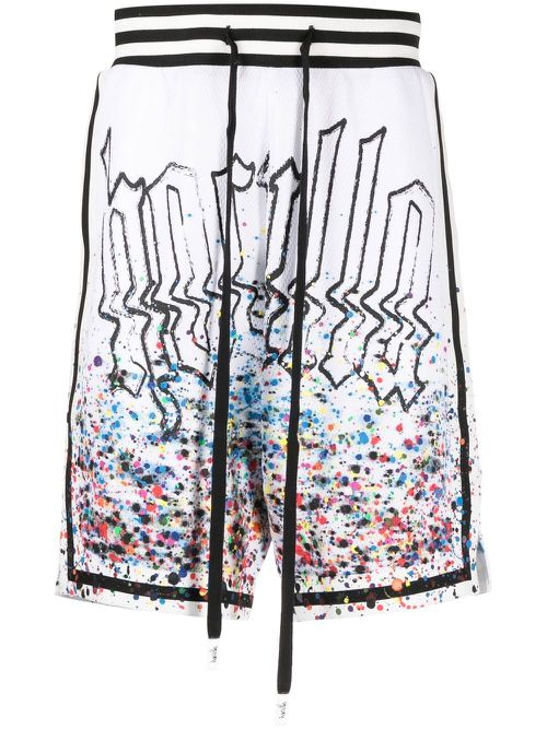 Smothered in Paint basketball-shorts - White