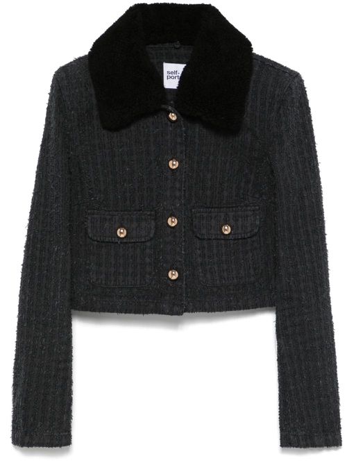 Textured denim jacket - Grey