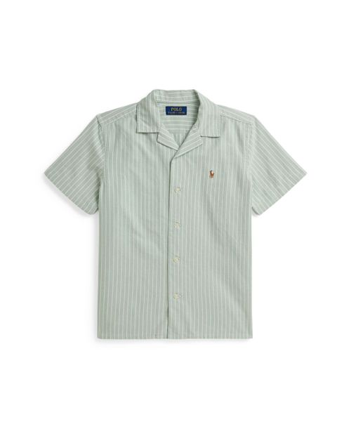 Boys' 8-20 Striped Oxford Camp Shirt - Green