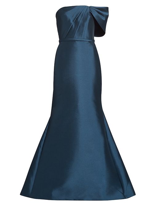 Women's Pleated Taffeta Strapless Gown - French Blue
