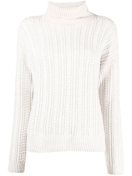 Ribbed-knit roll-neck jumper - White
