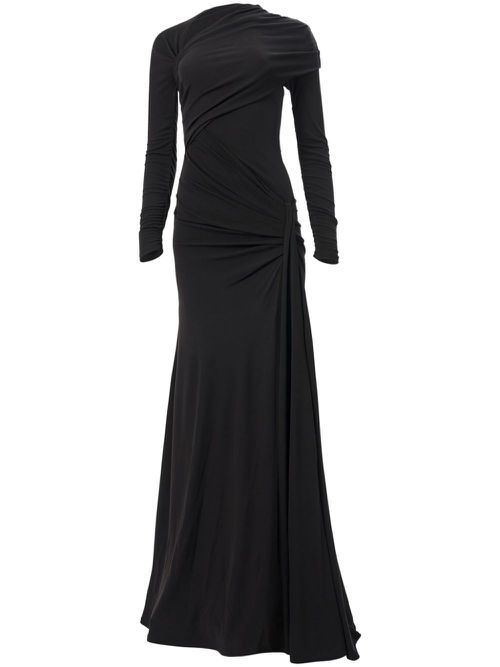 Draped long-sleeve gown - Blue