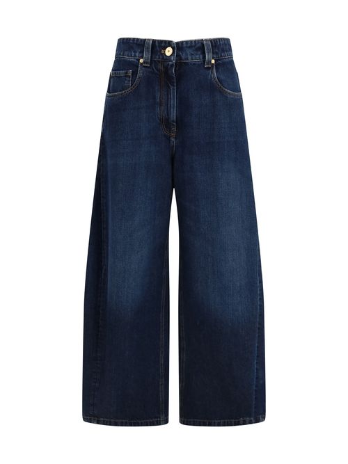 Barrel-Leg Denim Jeans — Navy