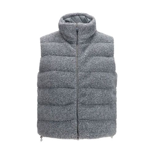 Quilted Shearling Vest — Gray