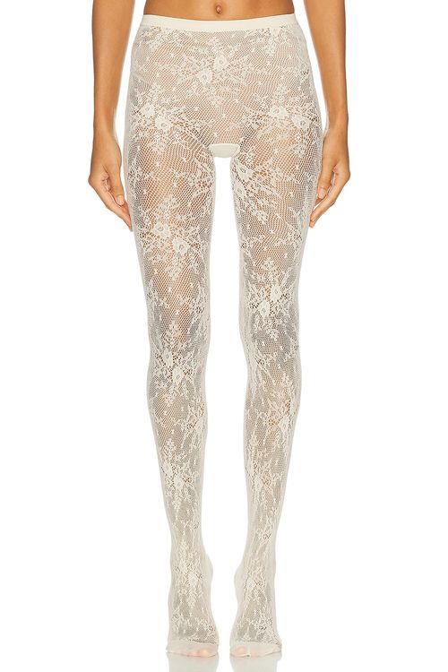 SWEDISH STOCKINGS Rosa Lace Tights in Ivory - Ivory. L also in