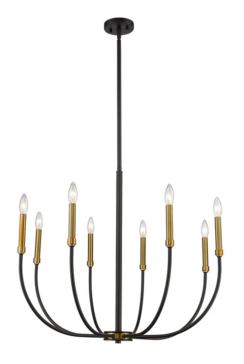 Haylie 8-Light Chandelier In Matte Black With Olde Bra
