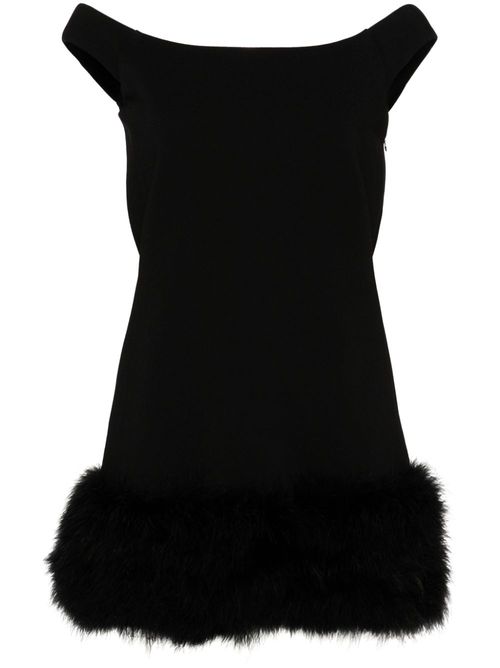 Feather-embellished mini dress - Black