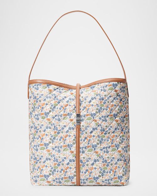 Astor Floral-Print Quilted Hobo Shoulder Bag