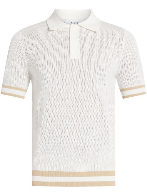 CHÉ open-knit cotton polo shirt - Wit