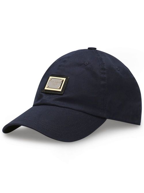 Logo-plaque stretch-cotton baseball cap - Blue
