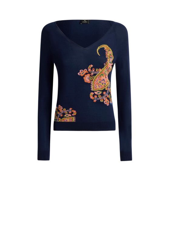 Cotton-blend Jacquard Sweater With Inlays