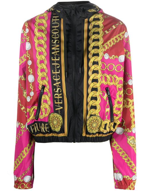 V-Emblem chain windbreaker jacket - Pink