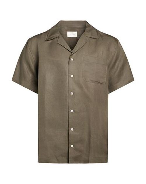 Man Shirt Military green Size M Linen, Lyocell