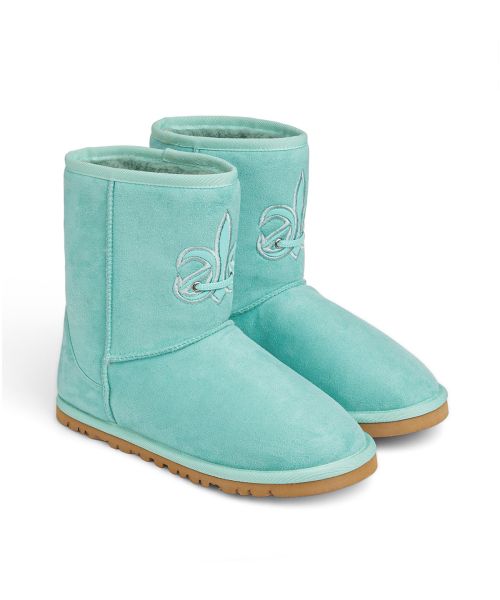 Patch Color Faux Suede Boots In Mint