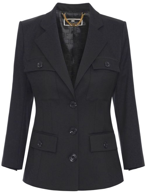 Single-breasted crepe blazer - Black