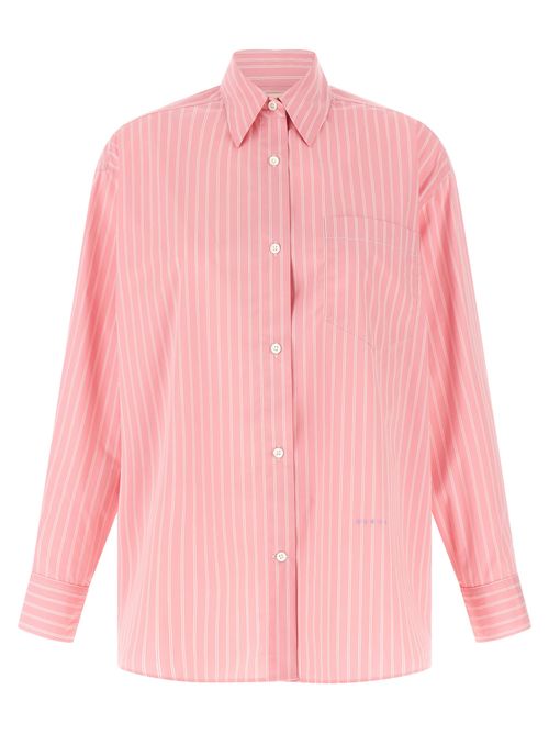 Striped Cotton-Blend Blouse — Pink