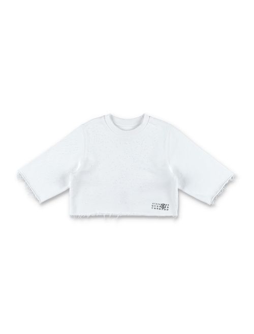 Girls White Logo Crop T- Shirt