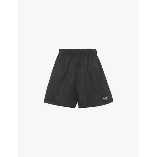 Womens Black Re-Nylon Logo-plaque Recycled-nylon Shorts