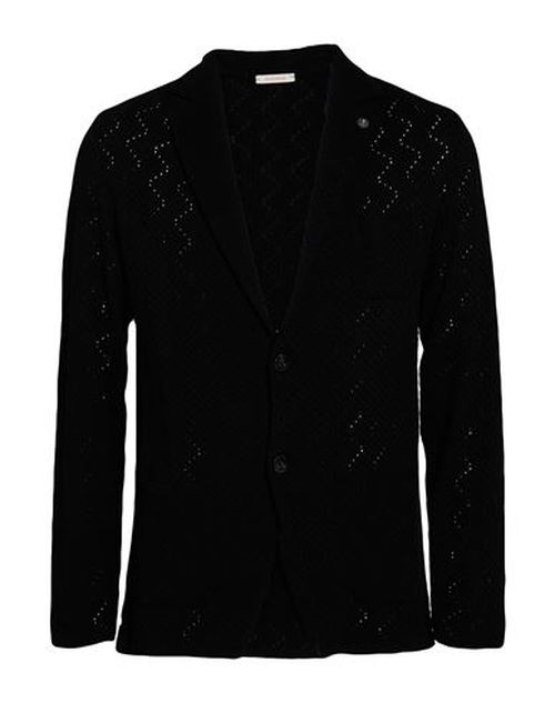 Man Cardigan Black Size L Cotton, Acrylic