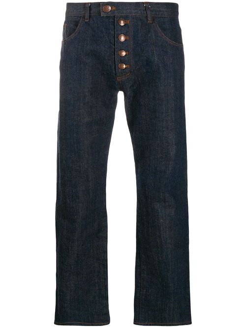 1990s striped detail jeans - Blue
