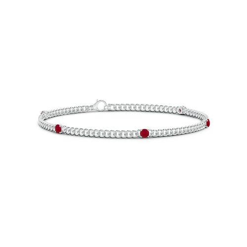 Angara 0.7 Carat Five Stone Ruby Station Bracelet in 14K White Gold