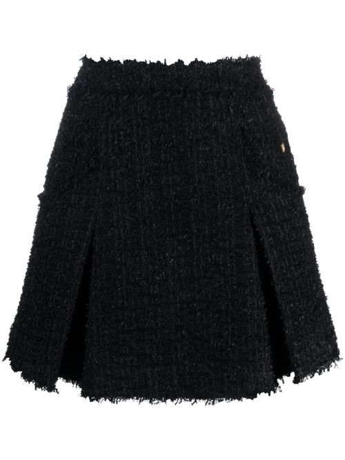Pleated tweed miniskirt - Black