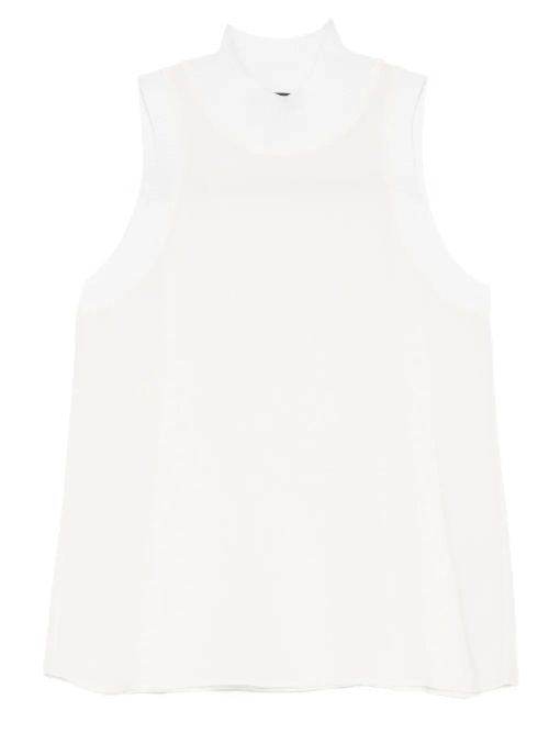 High-Neck Sleeveless Tank Top — White