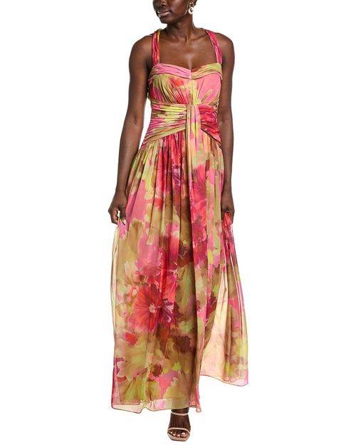 Floral Pleated Waist Gown