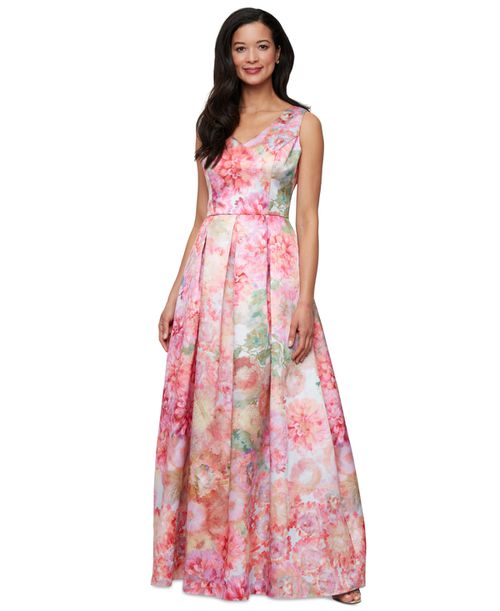 a line long formal dresses Alex Evenings Petite Sequin Lace & Chiffon A-Line Gown PEACOCK / 10P main image 1