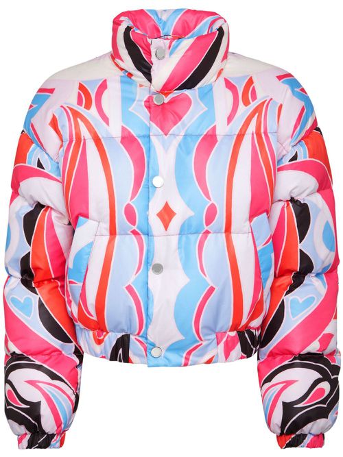 Graphic-print cropped puffer jacket - Red