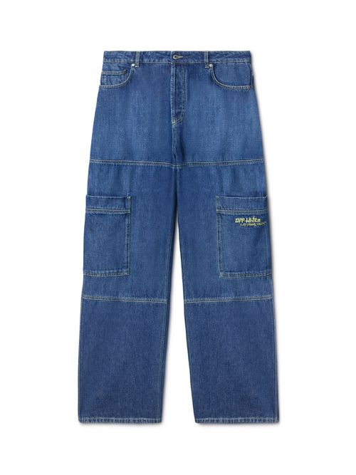 Blue Irregular Cargo Jeans