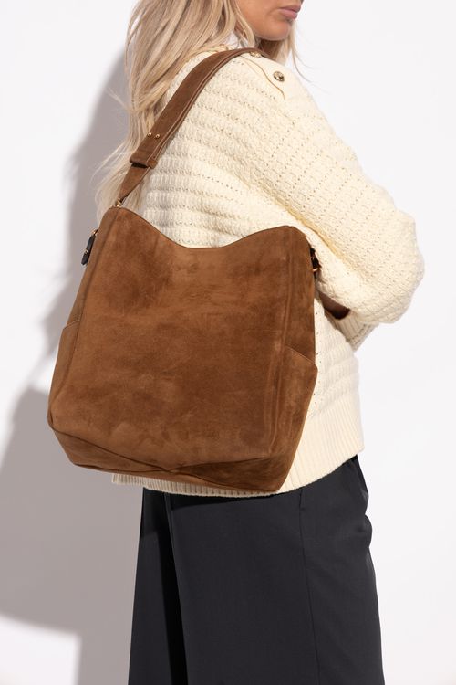 Suede Shopper Bag, Unisex, Brown