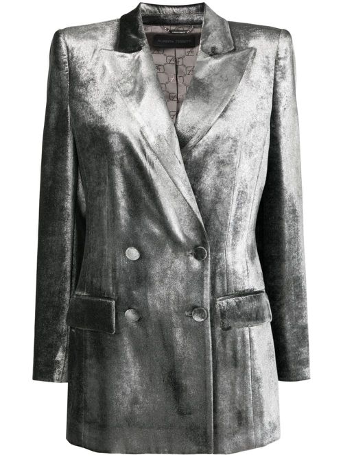 Double-breasted velvet jacket - Grey