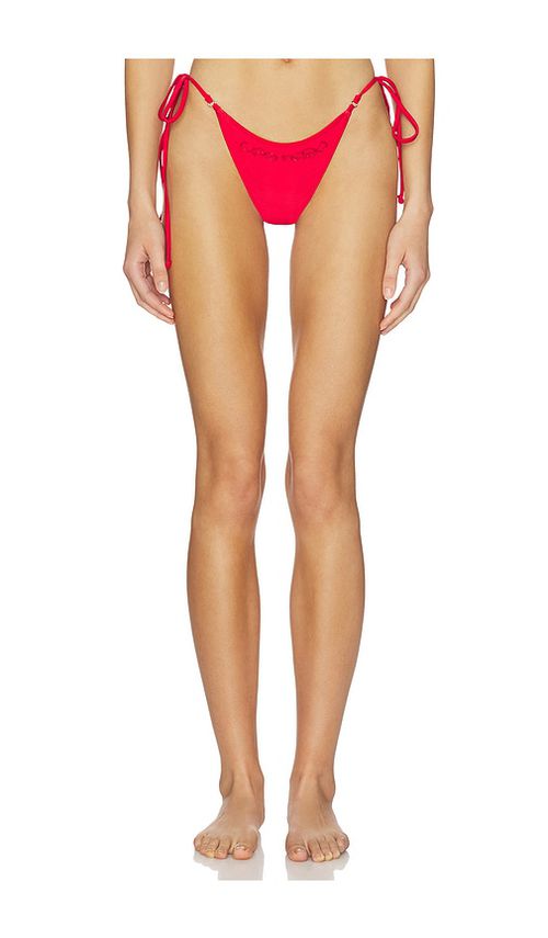 Frankies Bikinis X Jennie Mackenzie Beaded Satin Bottom in Red. - S also in XS, M