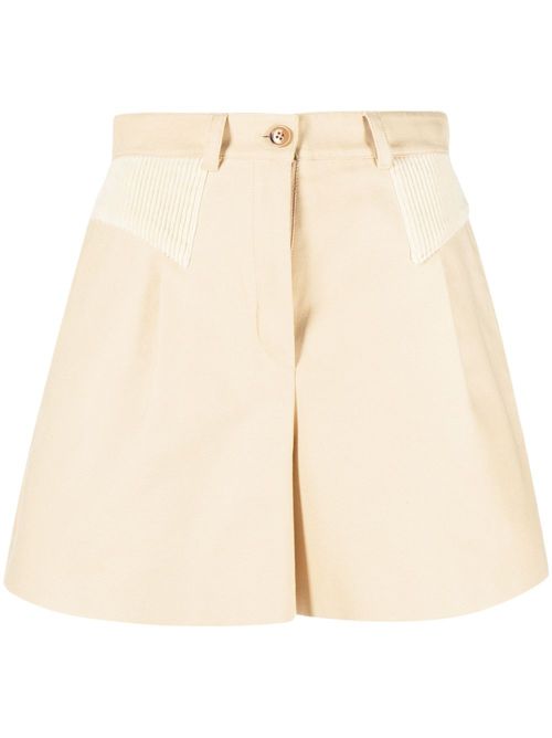 High-waisted cotton shorts - Neutrals