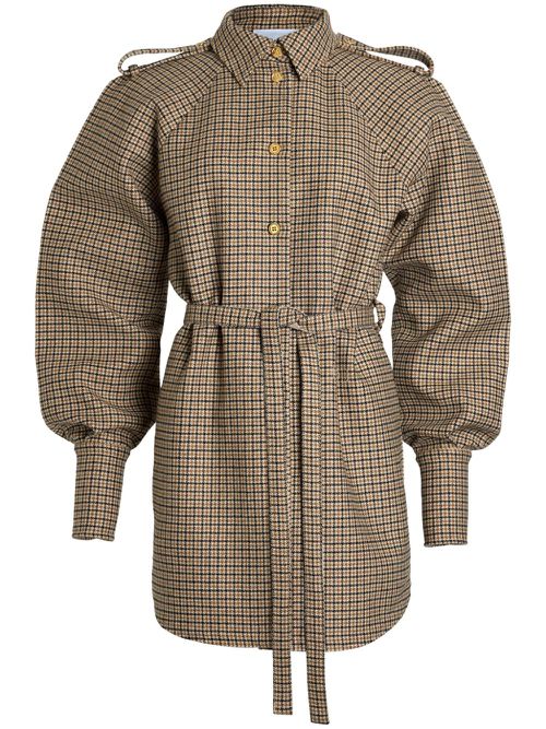 Recycled-wool blend mini shirt dress - Blue