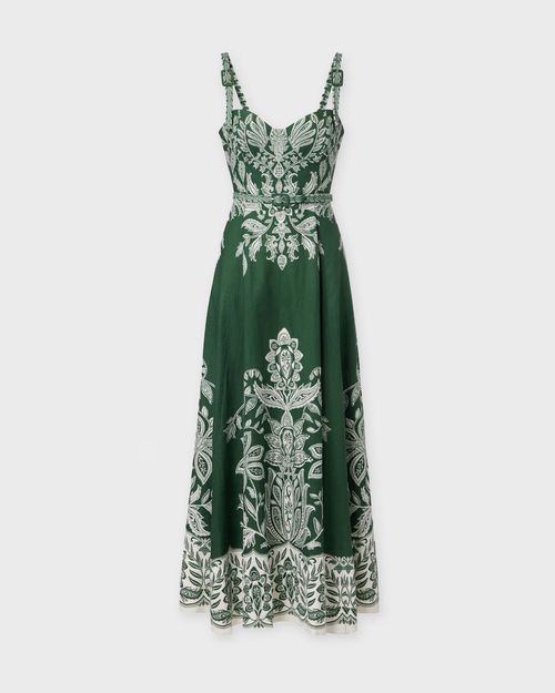 FARMRIO Dress Miranda Belt Buckles Maxi Green