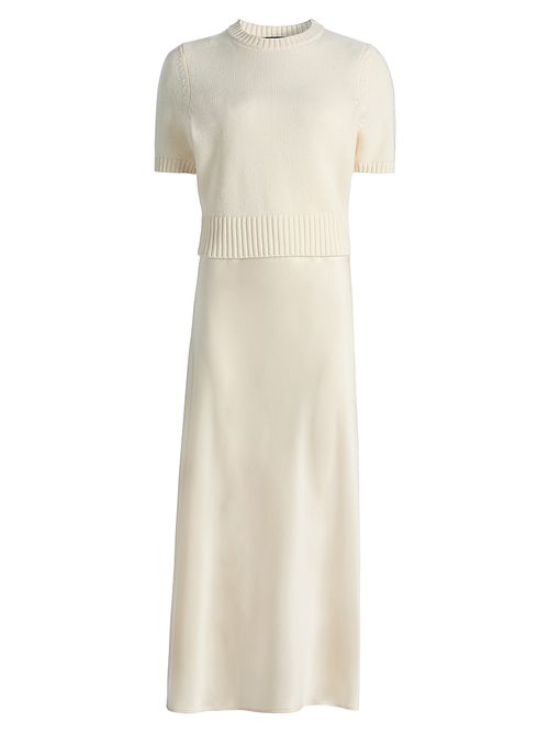Women's Fleur Mixed-Media Midi-Dress - Ivory