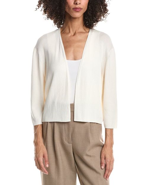 Plus Cropped Open Front Silk-Blend Cardigan