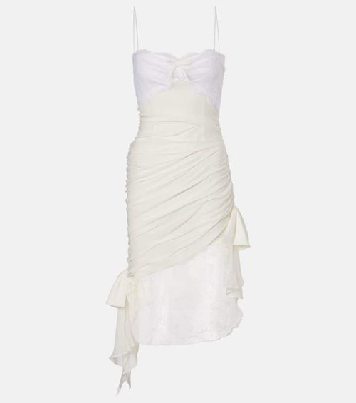 Lace-trimmed silk georgette midi dress