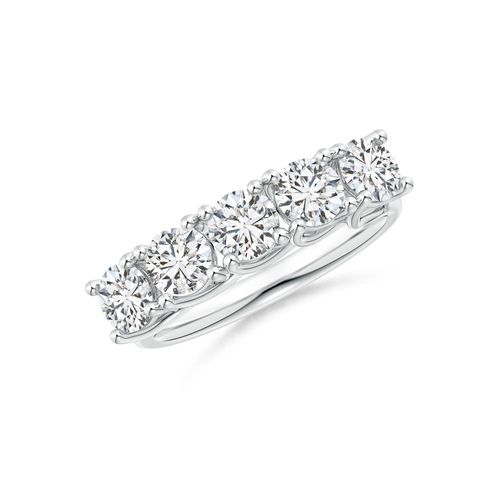 Angara 1.75 Carats Half Eternity Five Stone Diamond Wedding Band in 14K White Gold