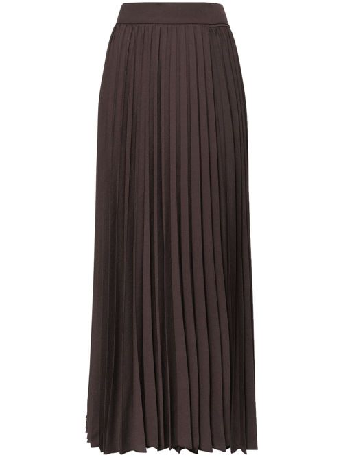 Wrap-around pleated skirt - Brown