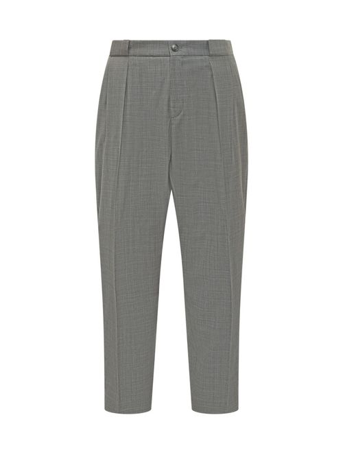 Grey Tapered Pleated Pants