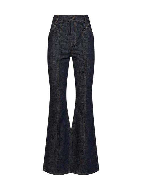 Flared High-Rise Denim Jeans — Blue